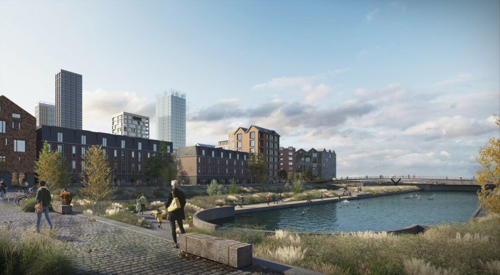 CGI Artist Impression of Liverpool Waters' Clarence Graving Docks