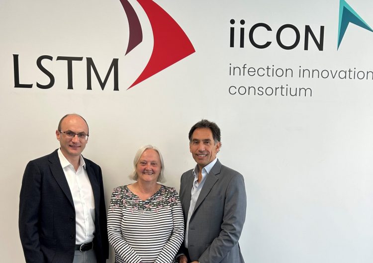 From left, Dr Dave Powell, LifeArc, Prof Janet Hemingway, iiCON, and Prof David Lalloo, LSTM