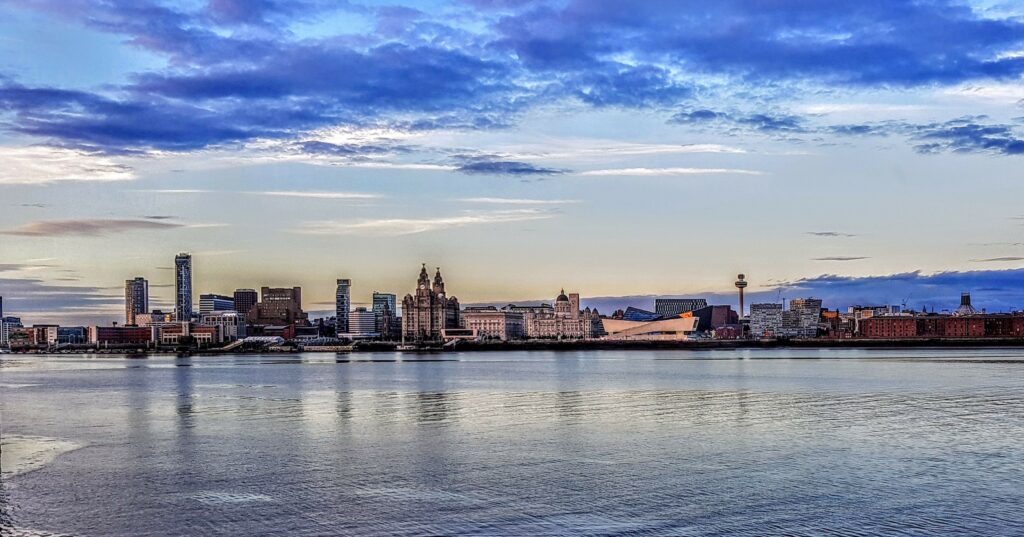 Liverpool’s iconic waterfront skyline looking across the River Mersey