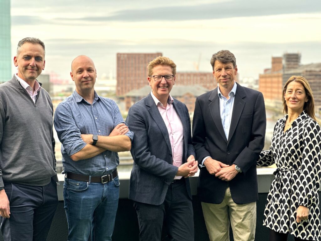 Pictured L-R: Chris Capes, Director of Development, Liverpool Waters; Brian Collins, Chief Technology Officer, System C; Guy Lucchi, Managing Director, System C; Nick Wilson, Chief Executive Officer, System C; Liza Marco, Senior Asset Manager, Liverpool Waters.